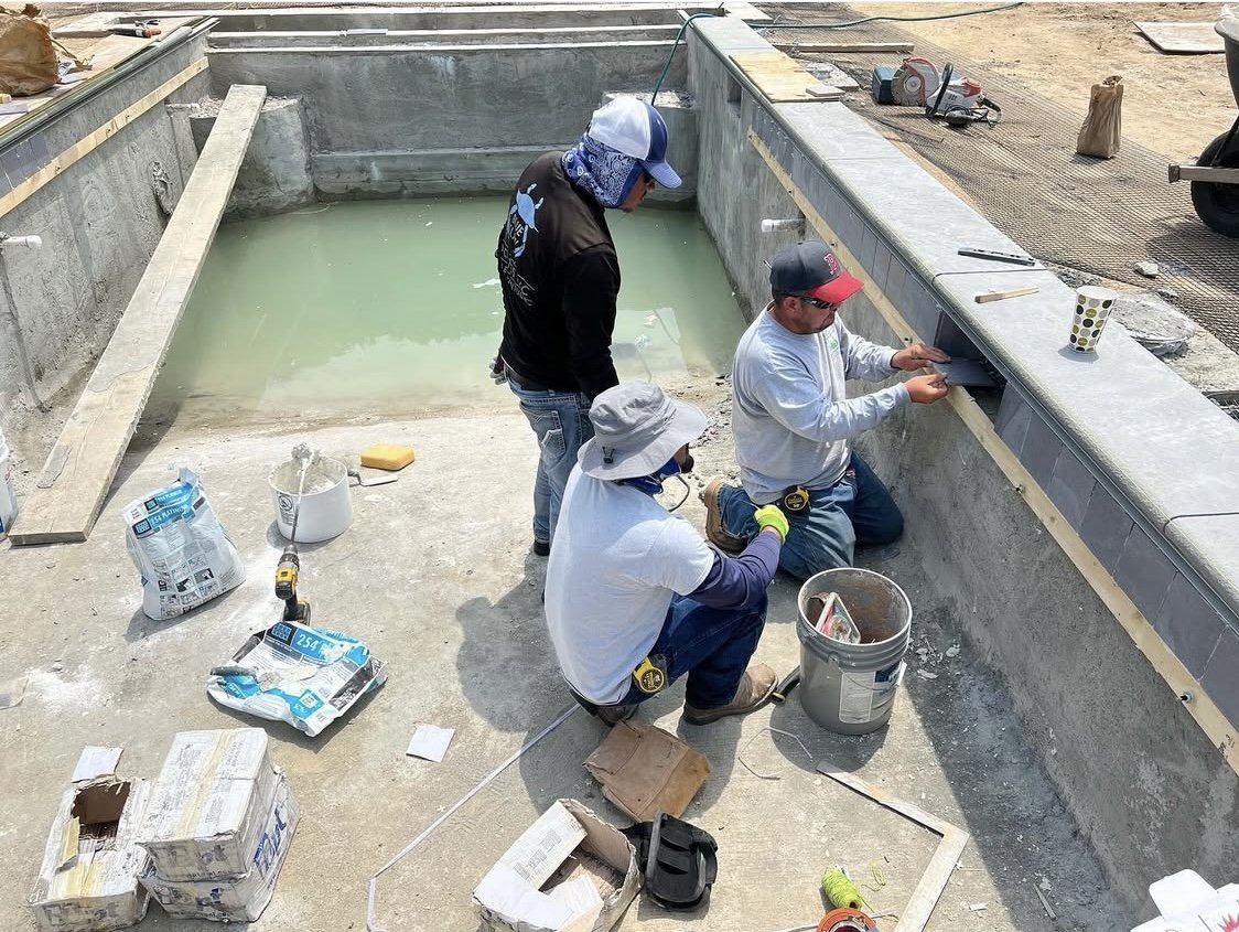 Custom gunite pool and spa project by Blue Water Pools & Spas